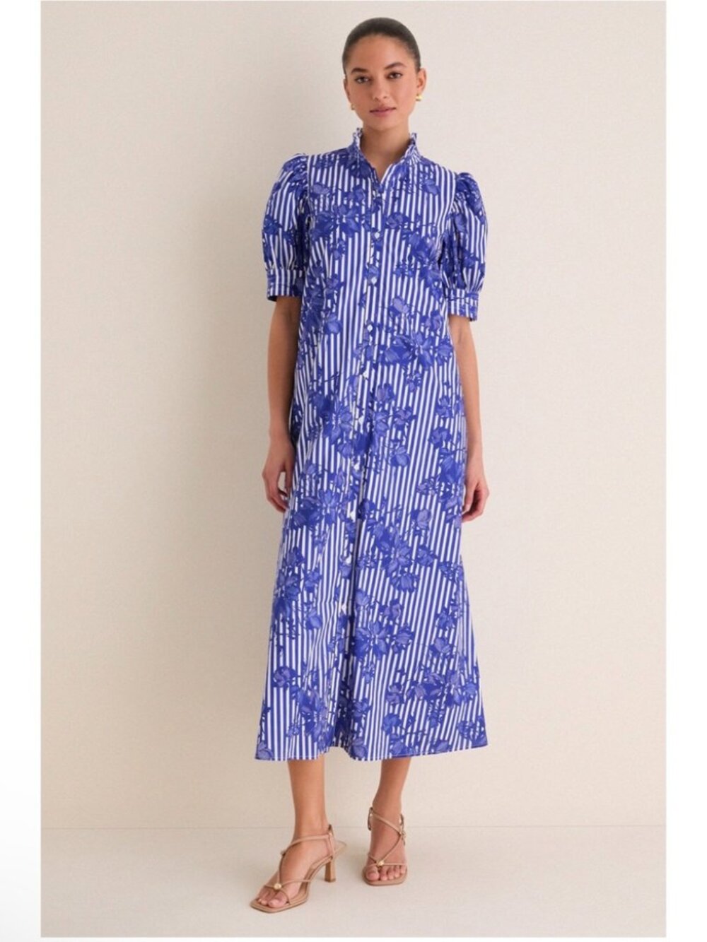 Hyacinth House Blue & White Striped Floral Louisa Maxi Dress XXL NWOT